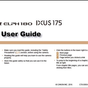 Canon Powershot ELPH 180 IXUS 175 user owners manual PDF digital download