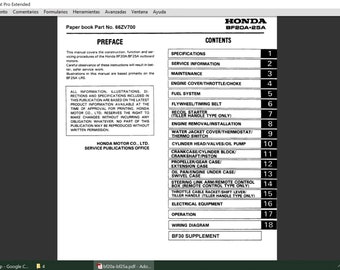 Honda BF20A en Honda BF25A Werkplaats Servicehandleiding PDF digitale download