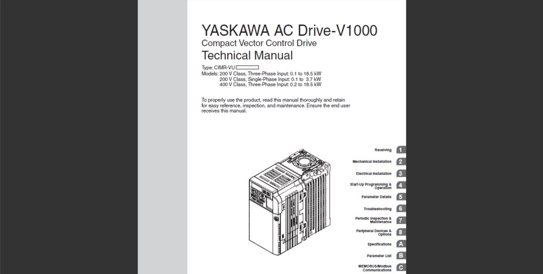 Yaskawa AC Drive V1000 Parameter List Technical Manual PDF Digital