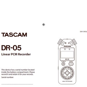 Tascam DR05 manual Linear PCR Recorder owners manual PDF digital download
