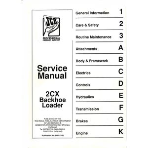 JCB 2CX Backhoe Loader Publication 9803/7100 Workshop Service Manual PDF digital download