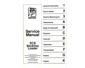 JCB 2CX Backhoe Loader Publication 9803/7100 Workshop Service