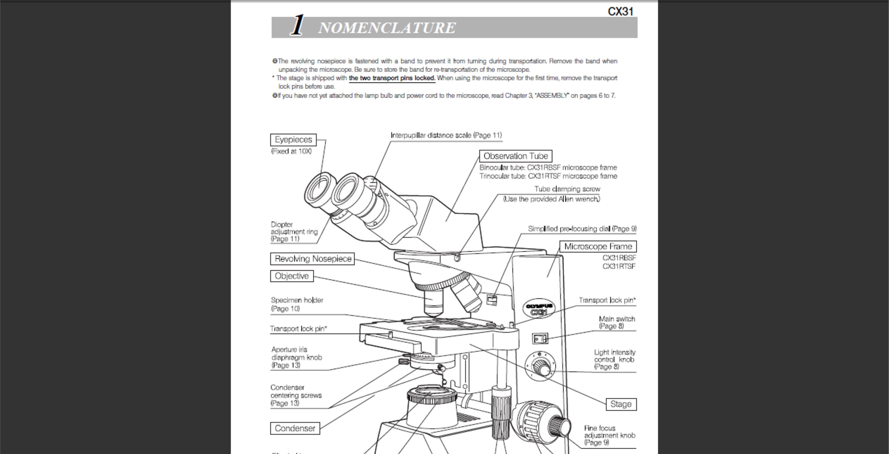 Olympus CX31 Microscope Manual PDF Digital Download Etsy