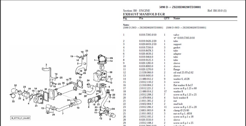 Deutz Fahr 5090D Serial Number: ZKDBD80200TD30001 Spare Parts Manual ...