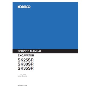 Kobelco SK25SR SK30SR and SK35SR Excavator Publication S5PW0001E-01 NA Workshop Service Manual PDF Digital Download