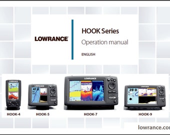 Lowrance HOOK-4 Hook-5 Hook-7 and Hook-9 GPS user guide owners manual PDF  digital download