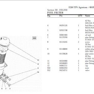 Deutz Fahr 7230 TTV Agrotron Serial Number: WSXAD00200LD50010 Spare Parts Manual Catalog pdf digital download
