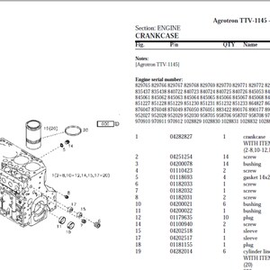 Deutz Fahr Agrotron TTV 1145 8061 2001 Spare Parts Manual Catalog pdf digital download