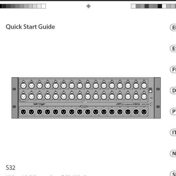 Behringer S32 manual I/O Box with 32 Remote-Controllable Midas Preamps PDF digital download