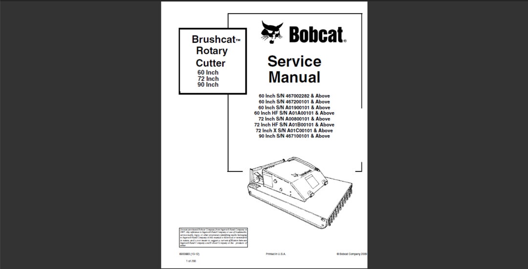 Bobcat 60, 72 and 90 Inch Brushcat Rotary Cutter Attachment