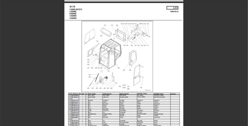 Kubota KX016-4 Bagger Ersatzteilliste Handbuch PDF digitaler Download Bild 3