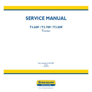 New Holland T3.60F T3.70F and T3.80F Tractor Part number 51517507 Workshop Service Manual PDF