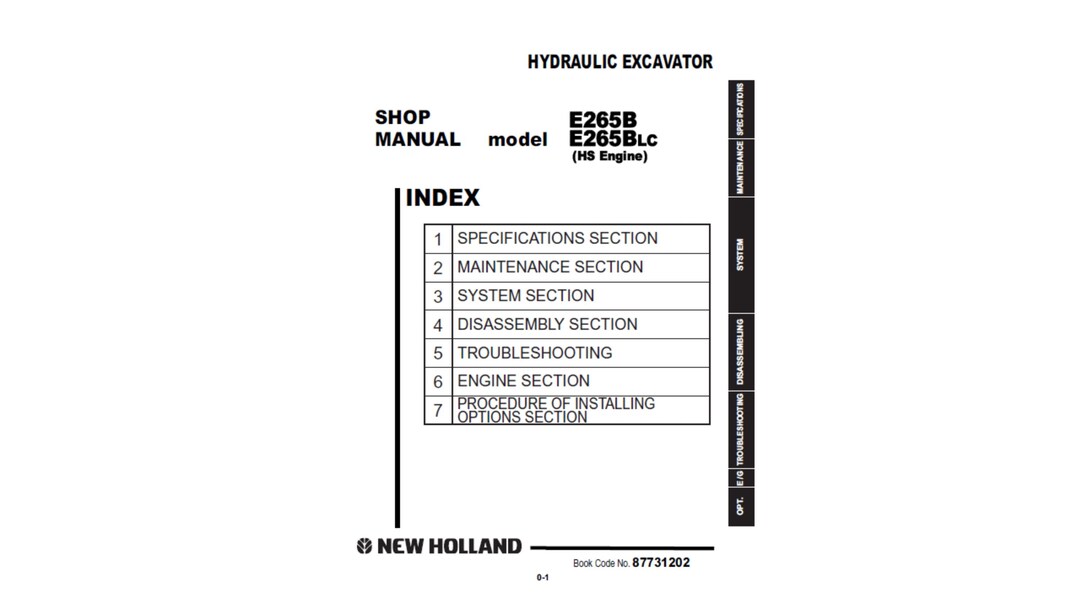 New Holland E265B and E265BLC Serial Number Book Code 87731202 ...