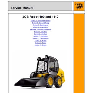 JCB Robot 190 and Robot 1110 Skidsteer Loader Publication Number 9803/9460-1 Service Manual pdf