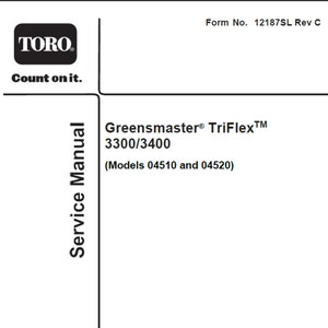 Toro Greensmaster TriFlex 3300 and 3400 workshop service manual PDF digital download