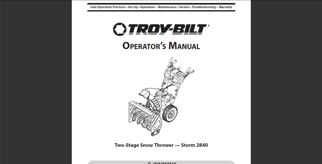 Troy Bilt Storm 2840 Snowblower Snow Thrower Owners Manual PDF Digital