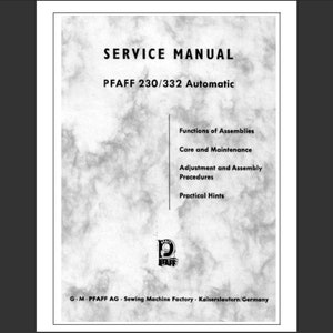 Pfaff 230 and Pfaff 332 Automatic service manual PDF digital download
