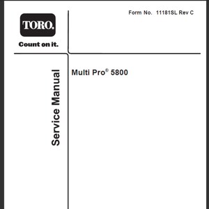 Toro Multi Pro 5800 workshop service manual PDF digital download