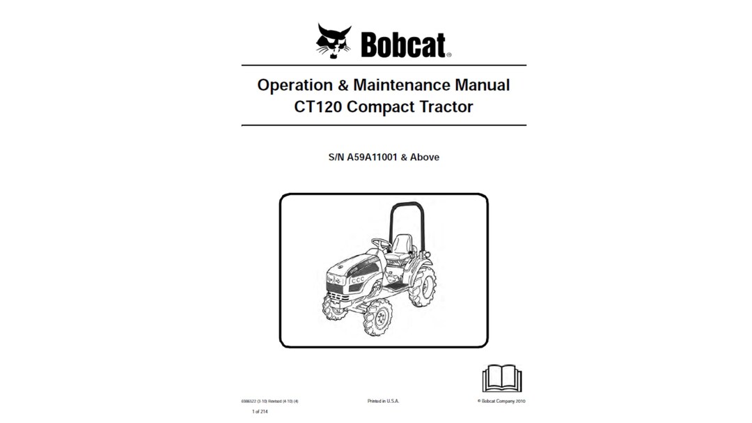 Bobcat CT120 Compact Tractor Serial Number A59A11001 & Above ...