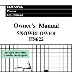 Honda HS622 Snowblower Snow Thrower owners manual PDF digital download