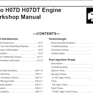 HINO H07D and H07DT engine Service Workshop manual pdf digital download