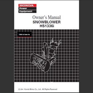 Honda HS1336i snow blower snowblower Maintenance and Owners Manual PDF digital download