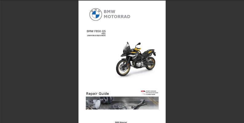 BMW F 850 GS K81 Workshop Service Manual PDF digital download