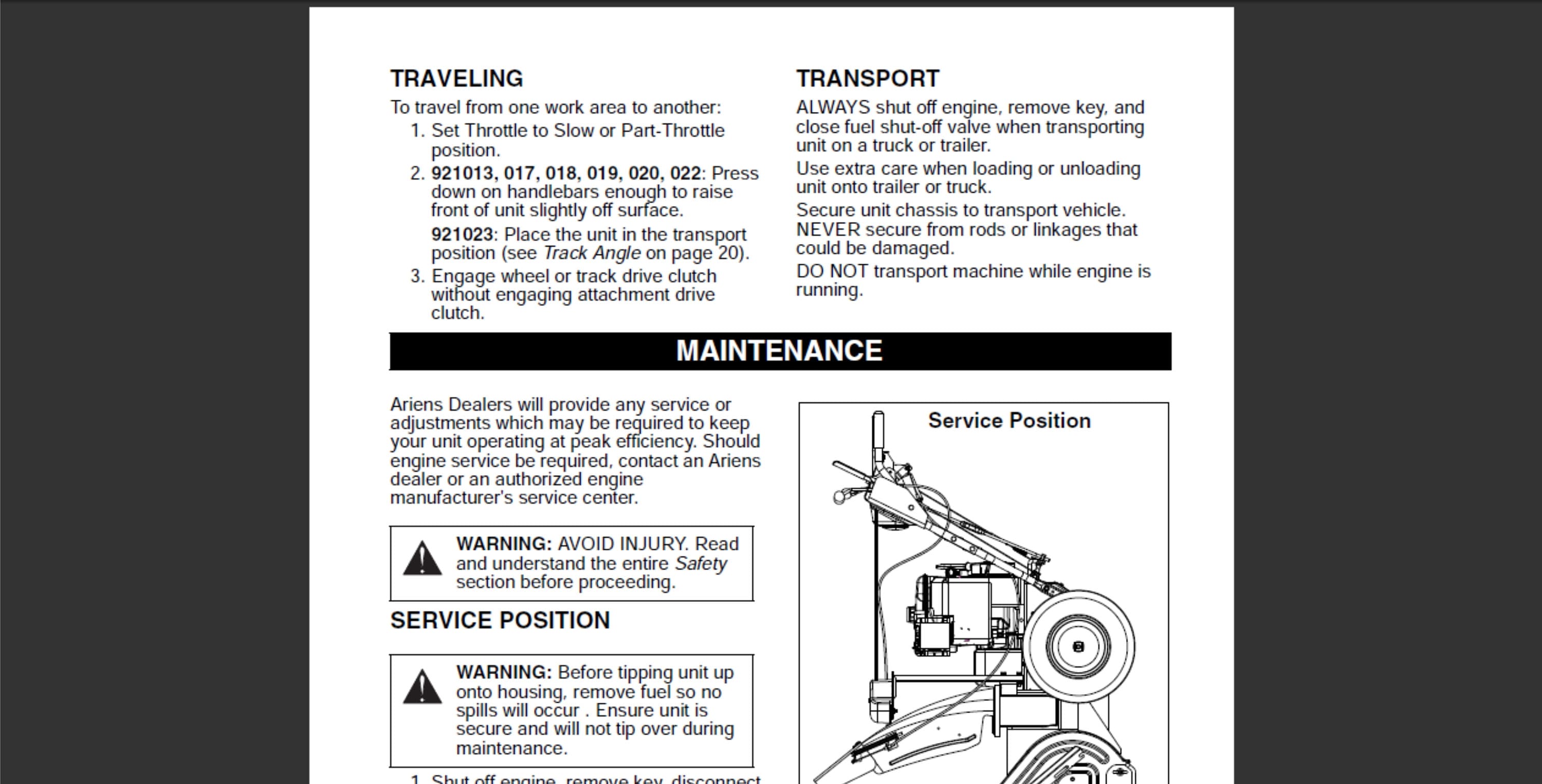 Ariens 921 Series Snowblower Snow Thrower Owners Manual Pdf Digital