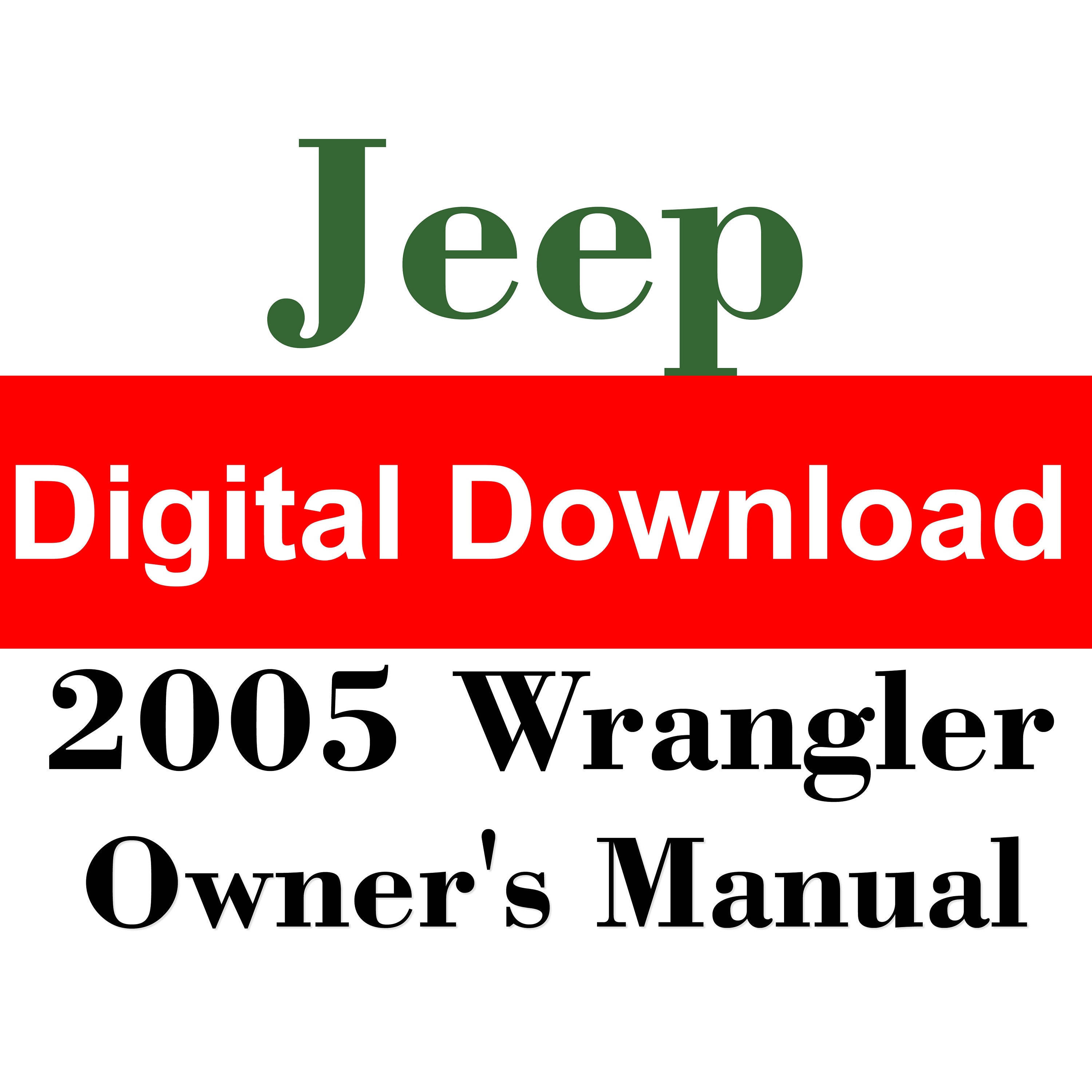 2005 Jeep Wrangler Owners Manual PDF Digital Download - Etsy