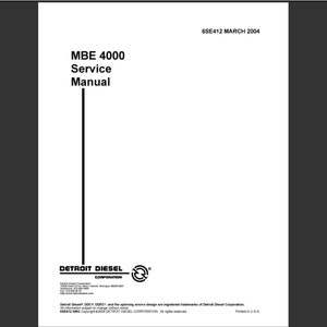 Detroit Diesel MBE 4000 diesel engine Service Workshop manual pdf digital download