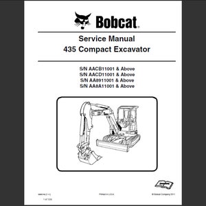 Bobcat 435 Excavator Workshop Service Manual PDF digital download 1