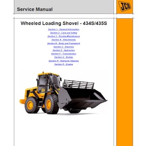 JCB 434S および 435S エンジン Cummins Tier 3、Cummins Tier 4I ホイールローダーショベル 出版物 9803/9420-3 ワークショップサービスマニュアル PDF ダウンロード