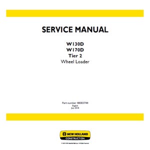New Holland W130D and W170D Tier 2 Wheel Loader Part number 48083744 Service Manual PDF