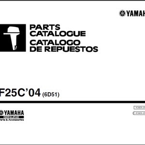 Yamaha 2004 F25C (6D51) Marine Outboard spare parts list Manual Catalog PDF digital download 40