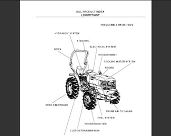 Kubota L2800DT und Kubota L2800HST Traktor Ersatzteilliste pdf digitaler Download