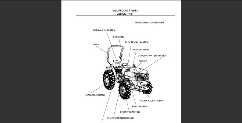 Kubota L2800DT and Kubota L2800HST tractor spare parts list pdf digital download