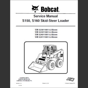 Manual de servicio de taller del minicargador Bobcat S150 y Bobcat S160 Descarga digital en PDF