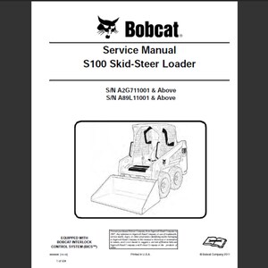 Bobcat S100 Skid Steer Loader Workshop Service Manual PDF digital download 1