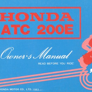 1984 Honda ATC 200E Owners Manual PDF digital download