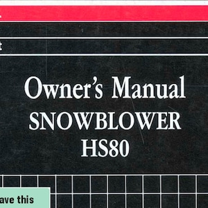 Honda HS80 Snowblower Snow Thrower owners manual PDF digital download