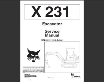Manuel d'entretien d'atelier de pelle Bobcat X231 à téléchargement numérique PDF