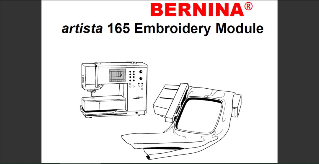 Bernina Artista 165 Embroidery Module Owners Manual PDF Digital