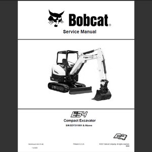 Bobcat E34 Excavator Workshop Service Manual PDF digital download