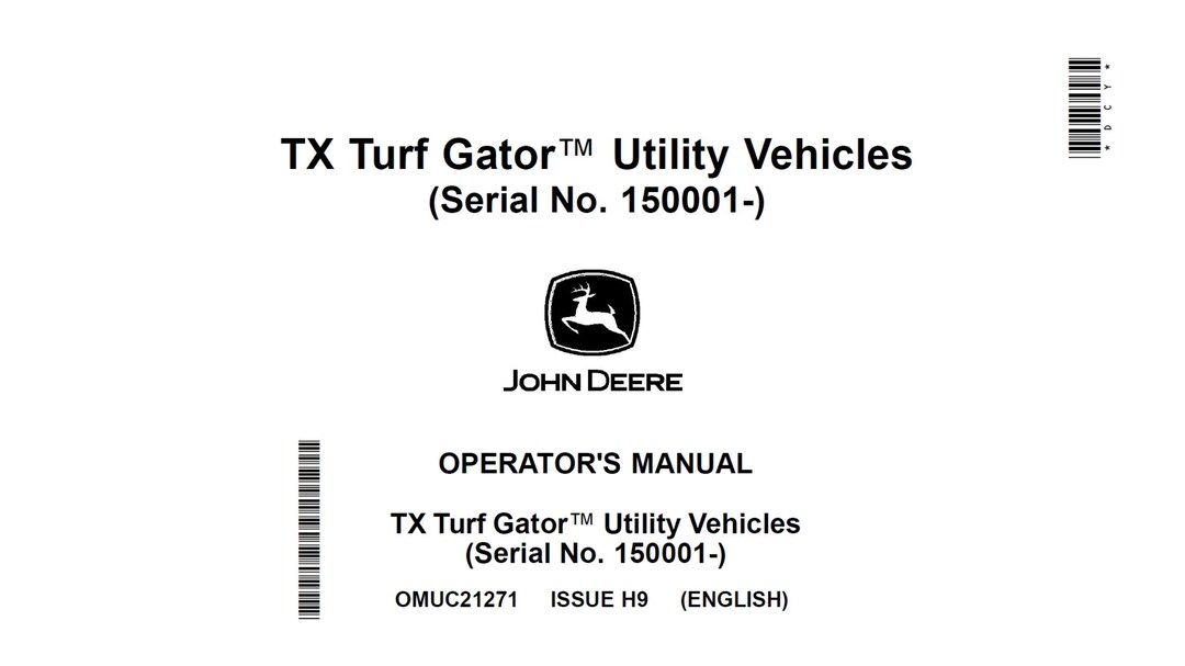 John Deere TX Turf Gator Utility Vehicle OMUC21271 Operator’s Manual ...