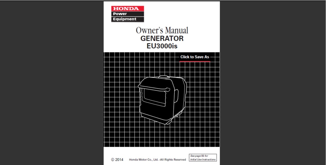 Honda Eu3000is Generator Owner Manual PDF Digital Download Etsy
