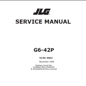 JLG G6-42P telescopic forklift Workshop Service and Maintenance Manual PDF download