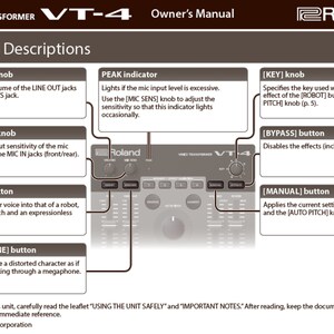 Roland VT4 manual Voice Transformer owners manual PDF instant download