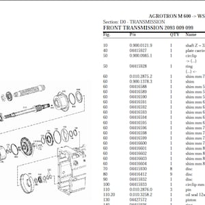 Deutz Fahr Agrotron M 600 WSXL850200LD10010 Spare Parts Manual Catalog pdf digital download 2