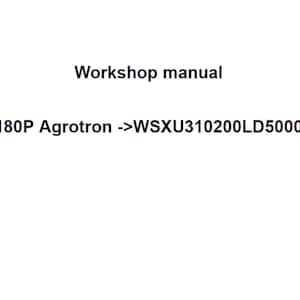 Deutz Fahr 6180P Agrotron WSXU310200LD50001 Tractor Workshop Service Manual pdf digital download