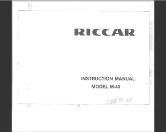 Riccar M-40 Bedienungsanleitung PDF digitaler Download